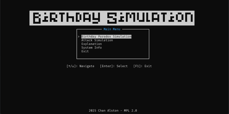 Birthday Simulation TUI preview